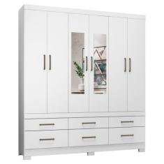 Guarda Roupa Casal 6 Portas Vêneto c/ Espelho 66020ES Branco Demóbile