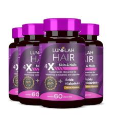 4x LUNELAH CABELO PELE E UNHAS + ACIDO HIALURONICO 60CAPS - HF SUPLEME
