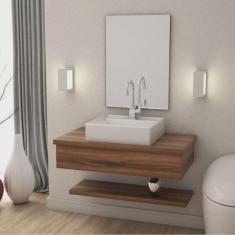 Bancada para Banheiro 80cm com Cuba Q39 Prateleira e Espelheira 806W Metrópole Compace