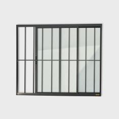 Janela Confort 2 Folhas com Grade Vidro Liso 100cm x 150cm Brimak