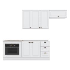Cozinha Completa Americana 4 Peças Com Balcão Forno De Embutir Branco E Tampo Cooktop Calcare - Móveis Henn Branco