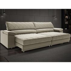 Sofá de Duplo Molejo com Carregador USB, Retrátil e Reclinável Viena 2,90m Veludocristal - NETSOFAS