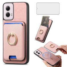 Asuwish Capa de celular para Motorola Moto G Power 5G 2024 capa de celular carteira com protetor de tela de vidro temperado anel fino suporte compartimento para cartão de crédito G5 mulheres meninas