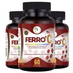 KIT C/3 Ferro Vitamina C Quelado Premium 60 Cáps  Fits Life