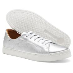 Tênis Casual Feminino Couro Cano Curto Dia a Dia Conforto-Feminino