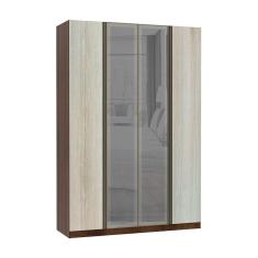 Guarda Roupa 4 Portas Alumínio Inox com Vidro Reflecta Prata 3 Gavetas 159 cm Prime Luciane Móveis