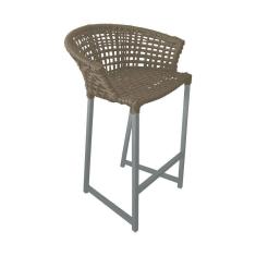 Banqueta Reis Em Corda Náutica E Base Em Alumínio Cinza Para área Gourmet - Externa Rami - Cor: Bege