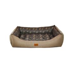 Cama para Cachorro Retangular em Corino + Poliéster Marrom Claro LV Extra Grande (XGG) 98 x 65 cm