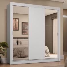 Guarda-roupa Casal 3 Portas Correr Espelhos 4 Gavetas Branco