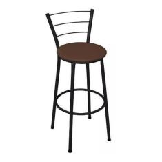 Banqueta Alta Preta com Assento Marrom Fortmix