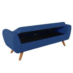 Recamier Bau Grecia 1,20m Suede Azul Marinho  - Clique Decor - Clique 