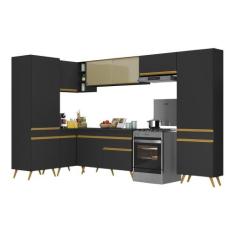 Armário de Cozinha Completa de Canto Veneza GB Multimóveis MP2055 Pret