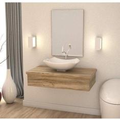 Conjunto para Banheiro 80cm Cuba Abaulada L42 e Espelheira 801W Metróp