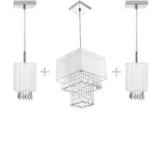 Kit 2 Pendente Clearganza + Pendente Marry Organza Branco - MARRYLUZ