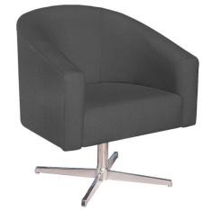 Poltrona Luiza Base Giratória de Metal Linho Cinza Escuro - ADJ Decor