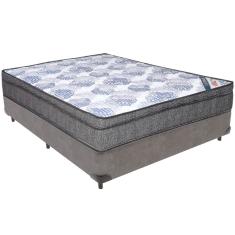 Cama Box Cinza e Colchão ISO  Molas Ensacadas Viúvo Ortobom