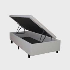 Cama Box Baú Solteiro 88x188x42cm Areia com Pistão a Gás