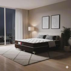 Cama Box King Castor Sleep Max D45 193x203x52 + Box Castor, Marrom, Ki