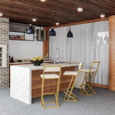 Banqueta Z Alta 100cm Bistrô Cozinha Balcão em Metal com Encosto Incli