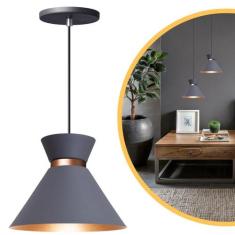 Pendente Lustre Luminária Berlin 15cm Cinza - Iluminar Ambiente