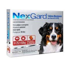 Antipulgas e Carrapatos NexGard 136 mg para Cães de 25,1 a 50 Kgs - 3 Tabletes