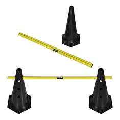 Kit Barreiras de Salto com Cone 50cm Muvin – 3 Unidades - Ajustável Para 7cm, 14cm ou 19cm – Desmontável – Treinamento Funcional – Agilidade – Impulsão – Velocidade – Resistente – Durável - Boa Estabilidade