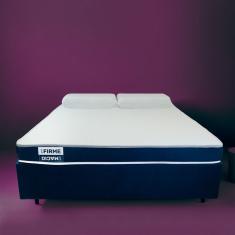 Cama Box com Colchão King Guldi Duplo D28 e 2 Travesseiros Guldi Soft Nasa Branco e Azul