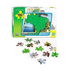 Quebra Cabeça Infantil Mapa do Brasil 108 pçs Brinquedo NIG