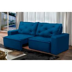 Sofá Retrátil e Reclinável 3 lugares com Molas 1,80m Ana Suede Azul Adonai Estofados