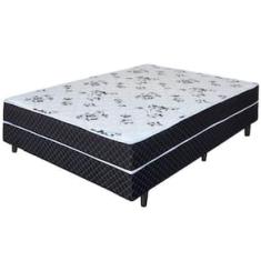 Cama Box Conjugado de Casal Umaflex New Native Plus D28 com Revestimento em Poliéster 51x138x188cm - Preto/Branco Floral
