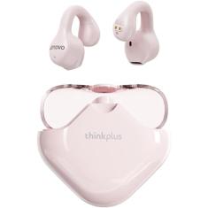 LEN0V0 Fones de ouvido com clipe para orelha aberta, fones de ouvido sem fio Bluetooth 5.3 para esportes, 30 horas de reprodução, estojo de carregamento (Rosa)