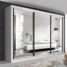 Guarda Roupa Casal com 9 Espelho 3 Portas Lux Espresso Móveis Branco