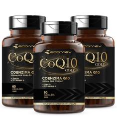 3Un Coenzima Q10 Gold 200Mg De CoQ10 Pura + Vitamina E + Zinco 60 Cáps - Ecomev