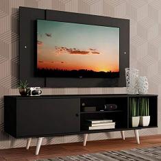 Rack Madesa Dubai com Pés e Painel para Tv até 58 Polegadas - Preto/preto 8n77