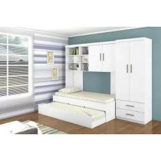 Jogo de quarto Guarda roupa Modulo aereo com bicama Chiara Branca Phoe
