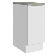 Balcão 35 cm 1 Porta Branco/Branco Veludo Lux Madesa, Branco/Branco Ve