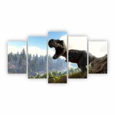 Quadro T Rex Dinossauro Paisagem Decorativo Em Tela Canvas - Plimshop