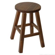 Banqueta Média Hardman Madeira Nogueira Assento Redondo, Banqueta, Nog
