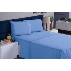 Jogo de Lençol Casal Padrão Percal Rubi 04 peças - taty enxovais, azul