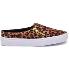 Tênis Mule Feminino Onça Casual Conforto Macio Moderno Lançamento Outo