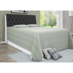 Cabeceira Box Casal Isis Branco com Capitonê Preto - CasaH