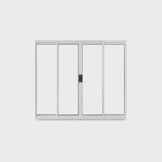 Janela de Correr Abertura Central Exclusiva 4 Folhas Vidro Liso 100x100cm crv Portas e Janelas