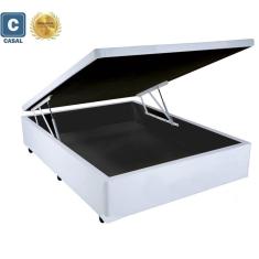 Cama Box Baú Casal branco com Pistão a gás -