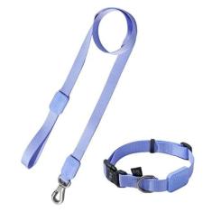 Coleira Ajustável e Guia para Cães Violeta - P