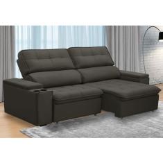 Sofá Ferguile Genebra 3 Lugares Com Porta Copo E Usb Marrom