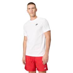 Camiseta masculina Nike Sportswear Club, camisa Nike masculina com ajuste clássico, branca/preta, GG