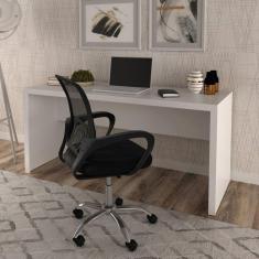 Mesa para Escritório 163cm ME4109 com Cadeira Diretor Tela Mesh Tok 3310 Branco