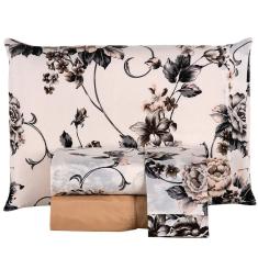 Jogo De Cama Lençol Matrix Queen Percal 4 Peças - Tabaco