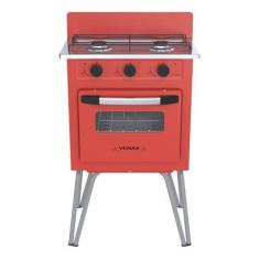 Fogão A Gás Venax Gemini Vetrô 2 Queimadores Vermelho Forno