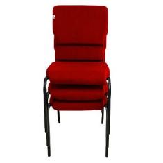 03 Cadeiras Empilhável para Igrejas Evangélicas Linha Church Vermelho